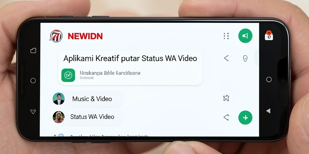 Antarmuka pengguna NEWIDN yang sederhana dan menarik untuk Status WA Video.
