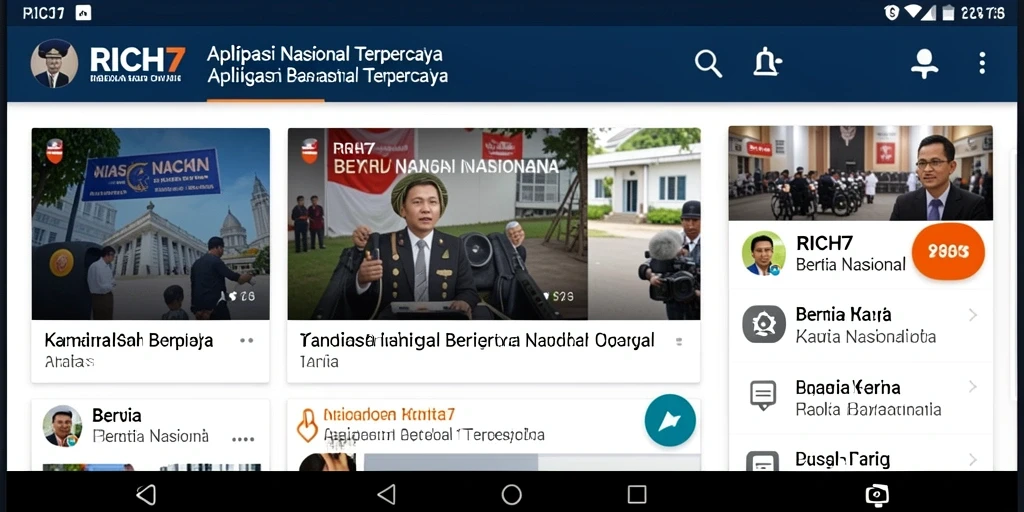 Antarmuka aplikasi RICH7 dengan berita nasional terbaru.
